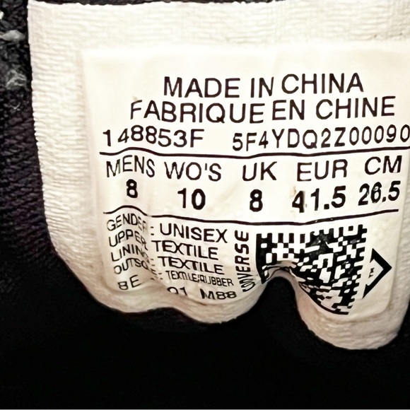 Converse Ox Sneaker Grey Amp Cloth Low Top Textile Weave Sz M 8 / W 10 Silver - Picture 12 of 13